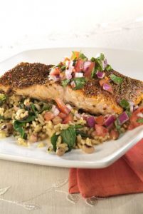 Blackened Cajun Salmon with Seasoned Rice and Fresh Salsa - Country Range