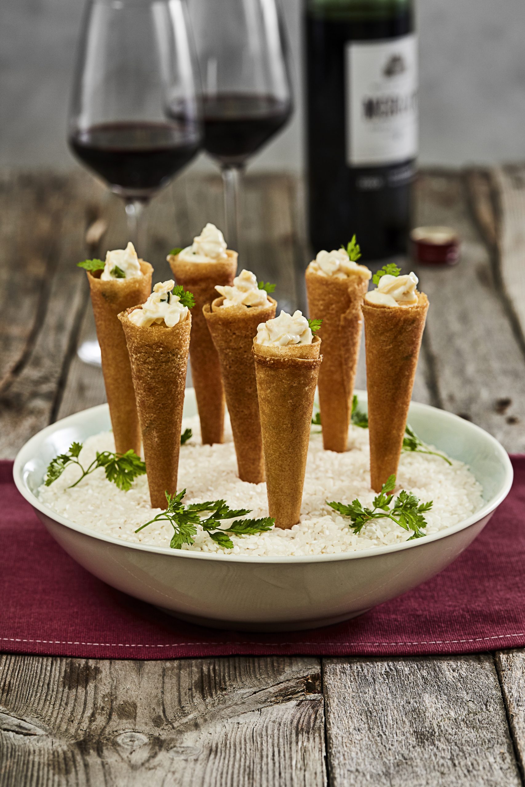 Mixed Cheese and Spring Onion Pastry Horn Canapé - Country Range