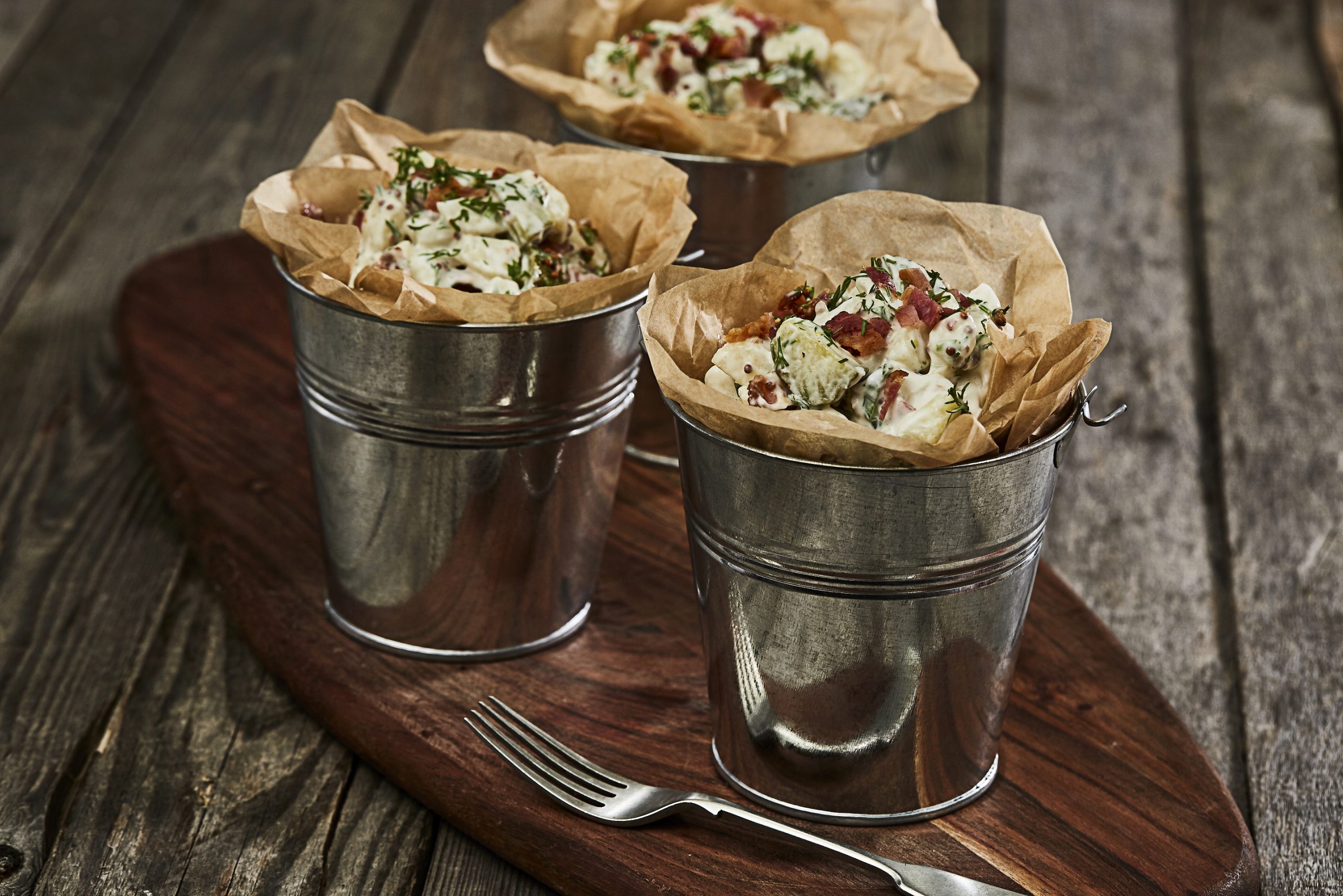 Potato Salad, German-style with Mustard, Gherkin, Spring Onion and Crispy Bacon - Country Range