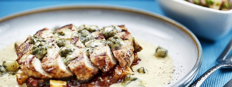 Pork Steak with Apples, Dates and Blue Cheese - Country Range